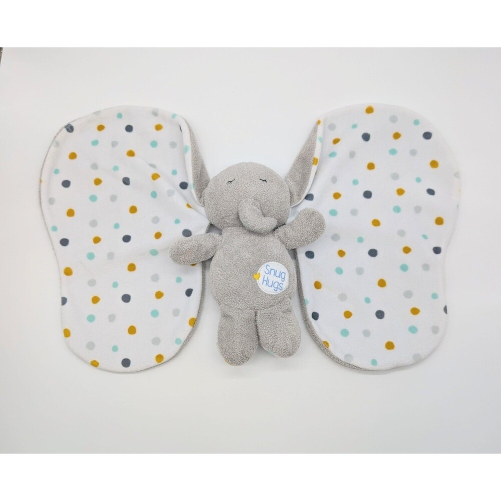 Kids Preferred Snug Hugs Gray Elephant Plush Polka Dots Big Ears Lovey Toy 8”